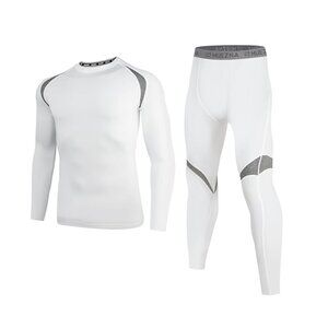 MUEZNA Men's Thermal Top And Bottom Underwear Fleece Lined Set White XL NWT